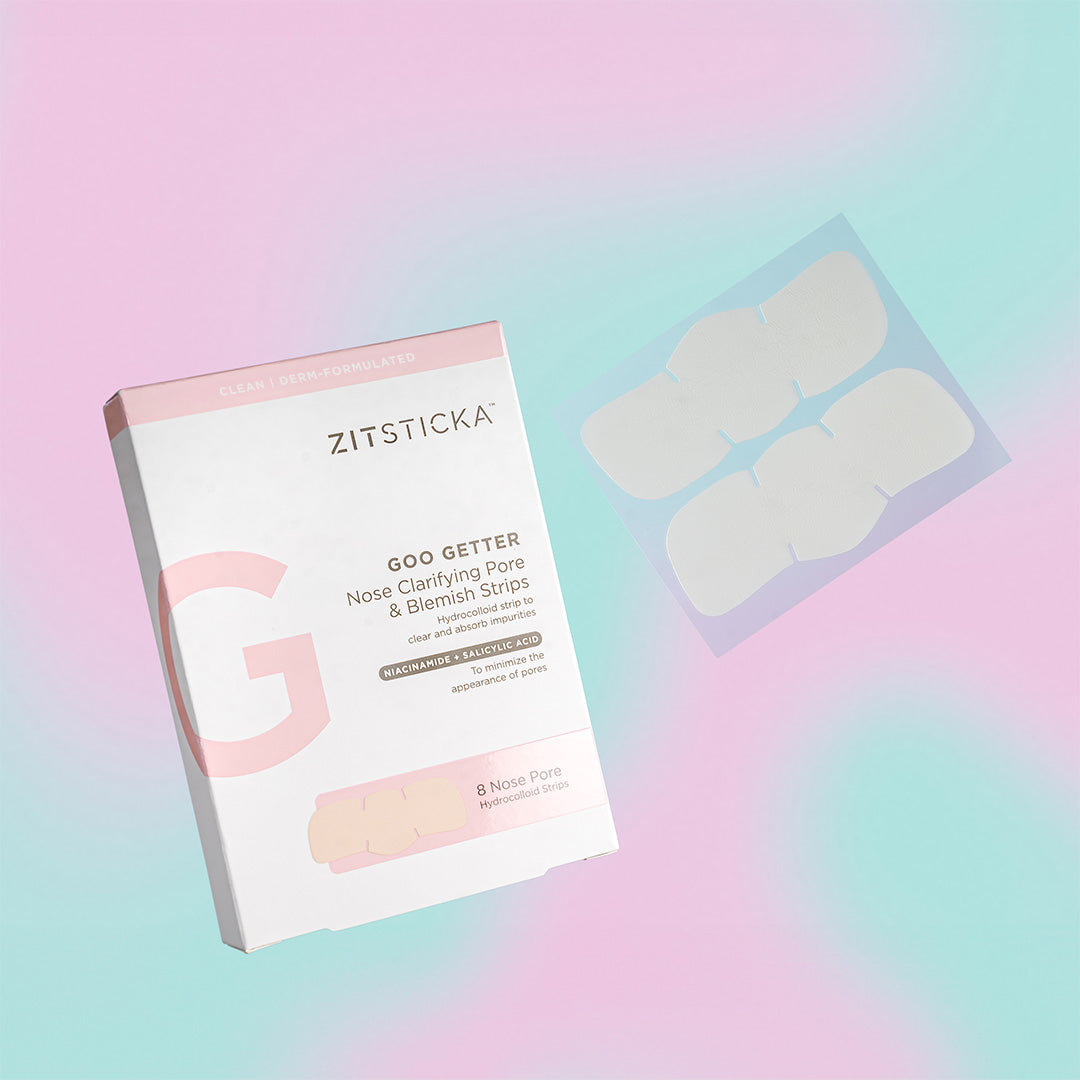SUCKS TO BE GOO Bundle box and four strips on a pastel pink and blue background.