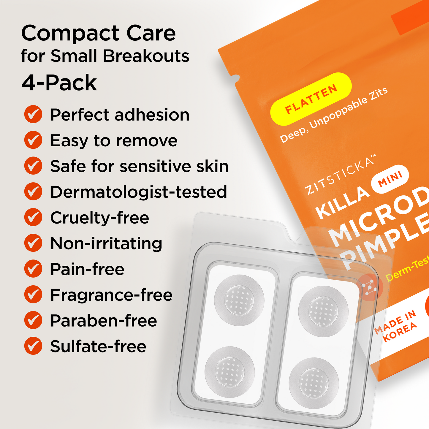 KILLA Mini Microdart Pimple Patches: orange packaging with compact blister pack for breakout care.