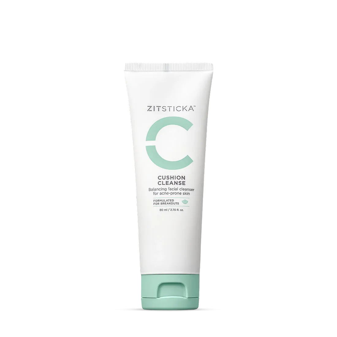 A tube of CUSHION CLEANSE balancing cleanser with hydrating acids on a white background.
