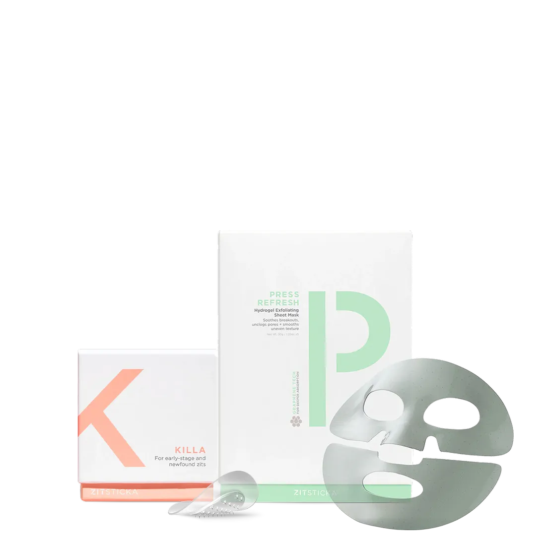 Three skincare products, including the Coast Is Clear salicylic acid mask and a microdart patch bundle.