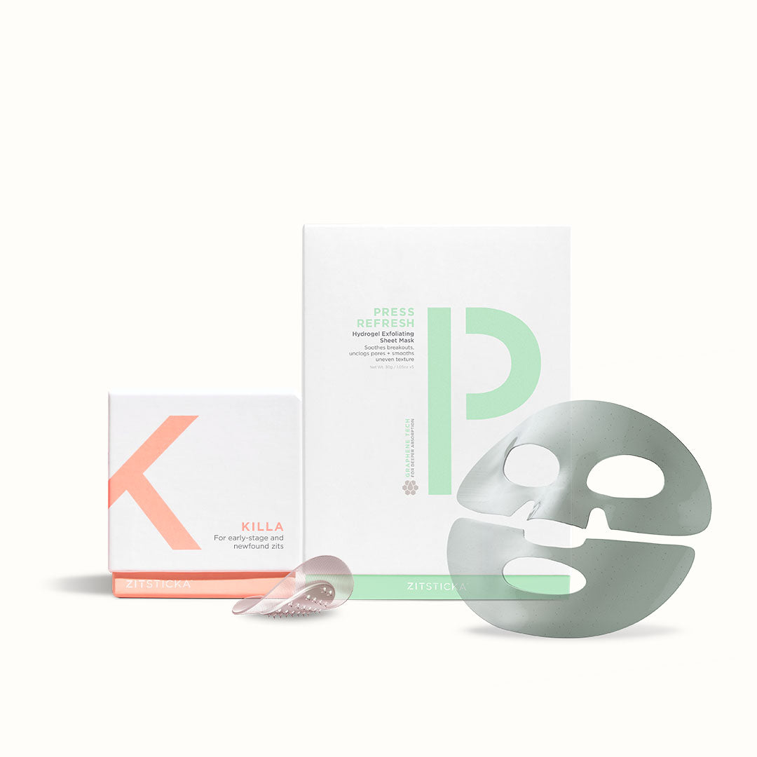 Coast Is Clear bundle: pastel packaging with face mask, gel patch, and microdart patch displayed.