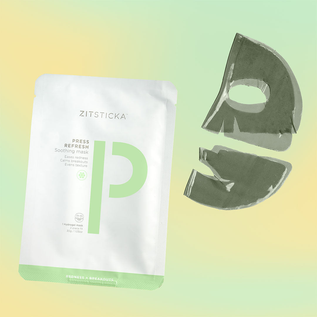 Head-to-toe Clearing Kit—your acne soothing kit on a pastel backdrop.