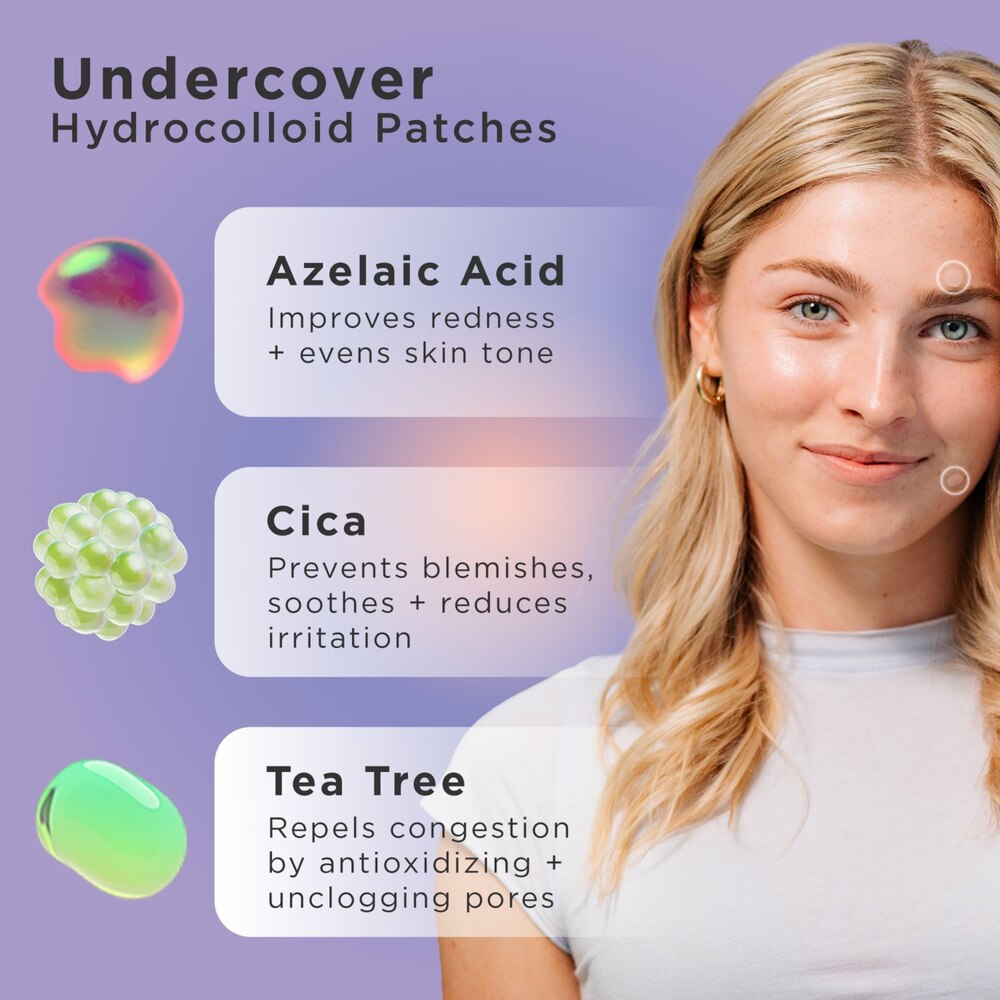 A woman uses the Free Gift: Zitsticka Gift Set with Azelaic Acid, Cica & Tea Tree skincare benefits.