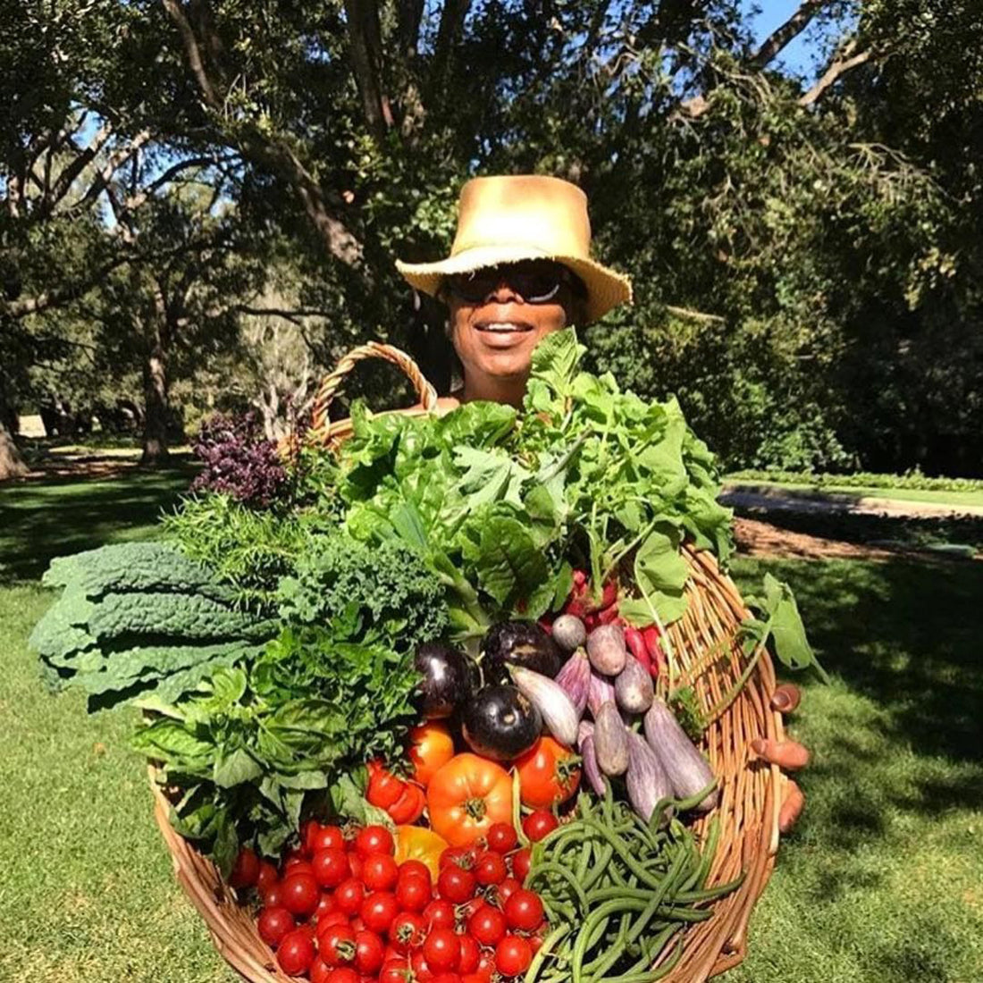 Oprah Winfrey with vegetables