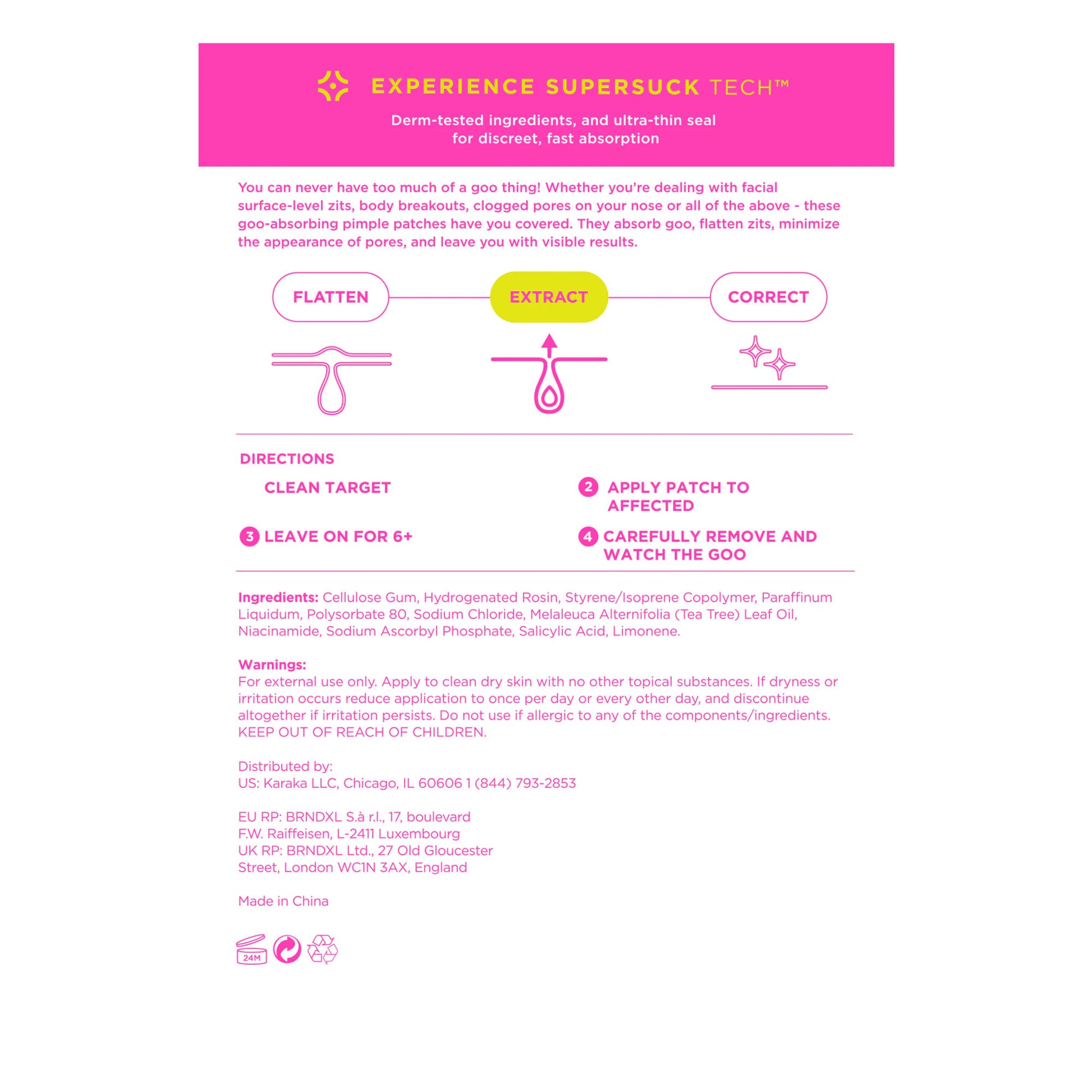 SUCKS TO BE GOO Kit instruction sheet with pink text: directions, ingredients, and benefits.