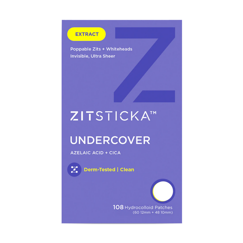UNDERCOVER Ultra Sheer Hydrocolloid Pimple Patches, 108 count, with azelaic acid & cica spot treatment.
