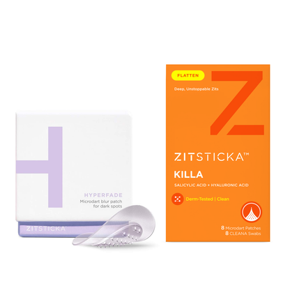 Better Together KILLA + HYPERFADE Bundle: microdart acne and dark spot corrector patches.