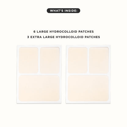Two sheets of Multi-Zone Clear Kit hydrocolloid patches displayed on a plain background.